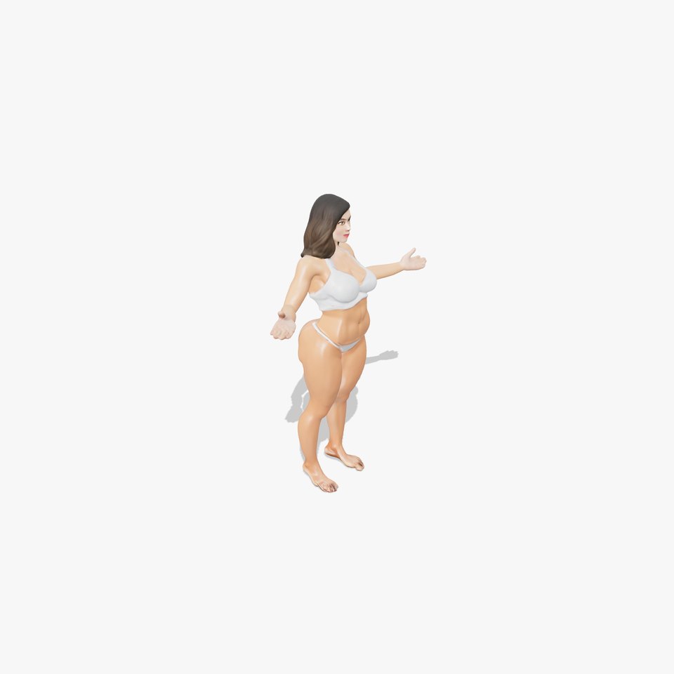 Silver Bikini Character Rigged and Animated